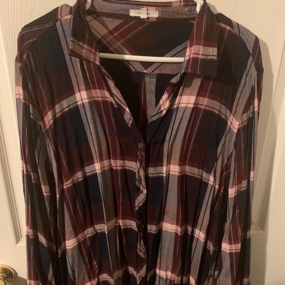 LS plaid blouse